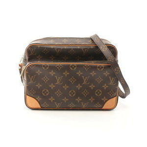 Louis Vuitton Nile Shoulder Bag Leather Monogram Brown